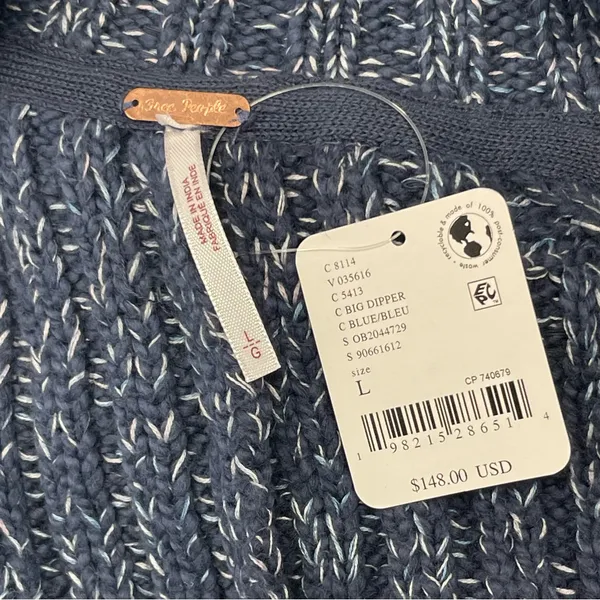 Free People Blossom Knit Cardigan in Big Dipper Blue - Large - NWT - Image 3
