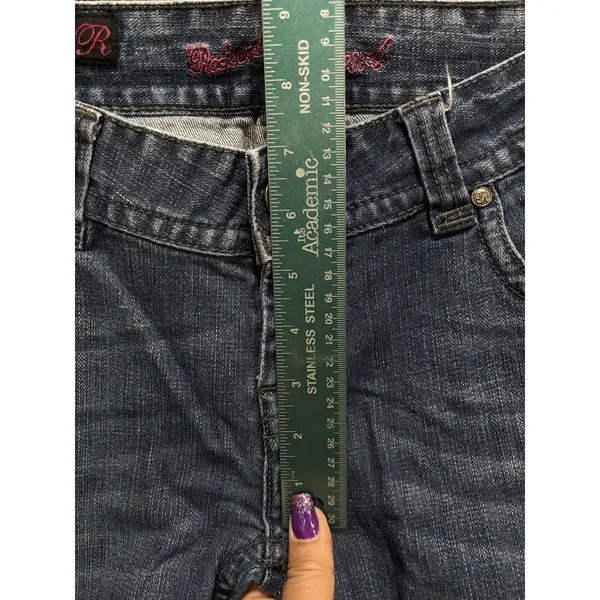 Rock & Roll Cowgirl Med Wash Bootcut Denim Jeans Low Rise Size 30x32 Rhinestones - Image 2