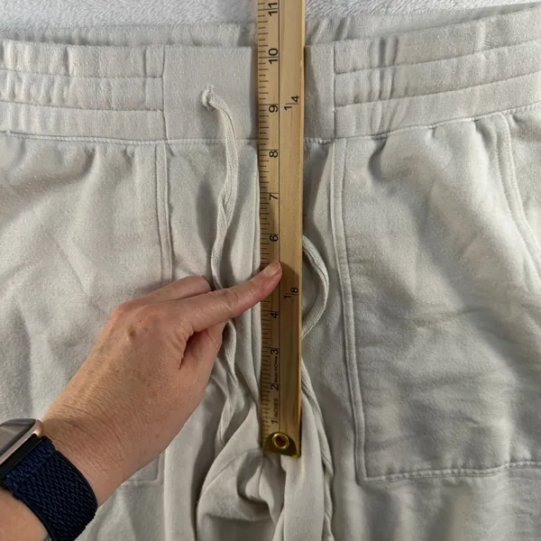 Quince S Small SuperSoft Fleece Cropped Wide Leg Pants Drawstring Off-White - Image 12