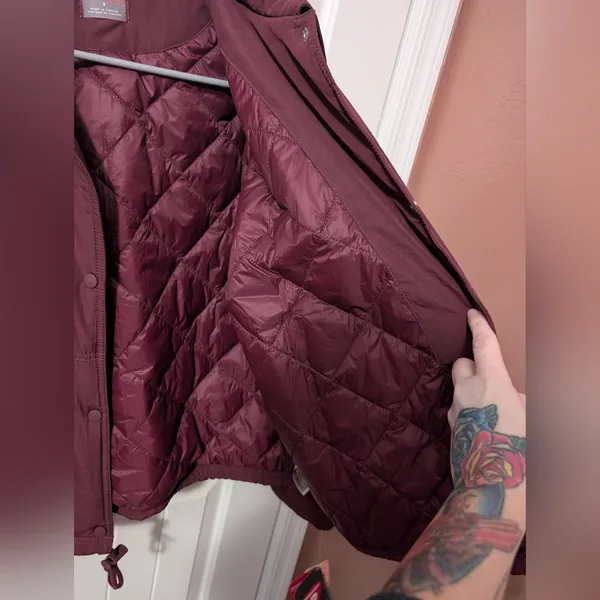 NWTS Free People Movement Off the Bleachers Button Up Puffer Coat Oxblood Small - Image 5