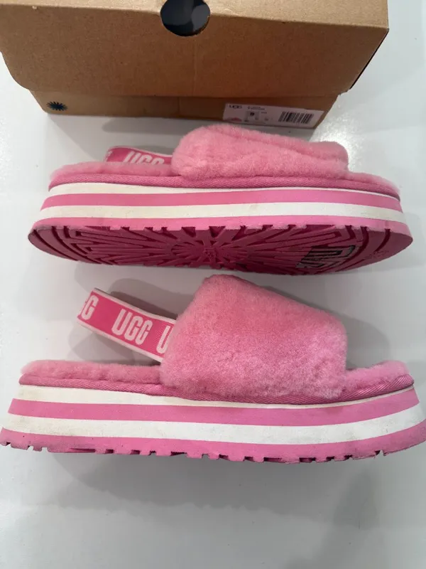 UGG Pink/White Disco Slide Size 9 Women's with Box - Image 5