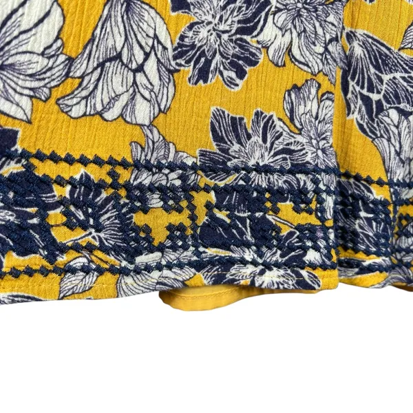 Market & Spruce Auria Embroidered Mini Dress Yellow Navy Sleeveless Size Medium - Image 3