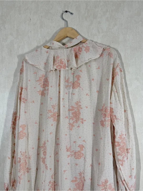 Free People Women’s Dreamland Printed Tunic Top Semi-Sheer in Floral Print L - Image 9