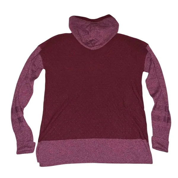 Smartwool Hoodie Colorblock Women S Burgundy Merino Wool Blend Pullover Gorpcore - Image 3