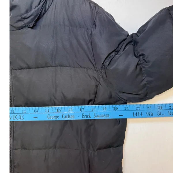 Lands End‎ Black Down Puffer Coat Womens Medium 10-12 Quilted Long Winter Jacket - Image 7