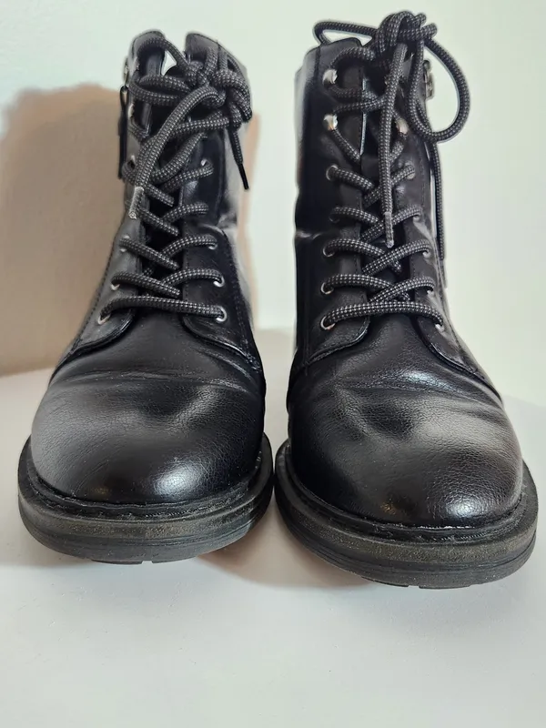 Baretraps Black Lace-Up Combat Booties Size 8 - Image 2