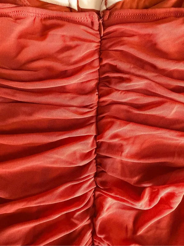 NWOT Hello Molly Rust Red Ruched Long Sleeve Mini Dress Small - Image 6