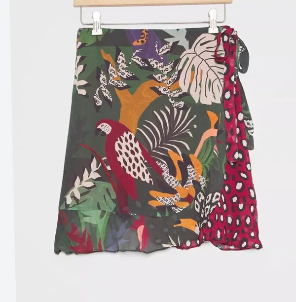 Farm Rio Mixed Prints Belen Wrap Mini Skirt, Size XS - Image 2
