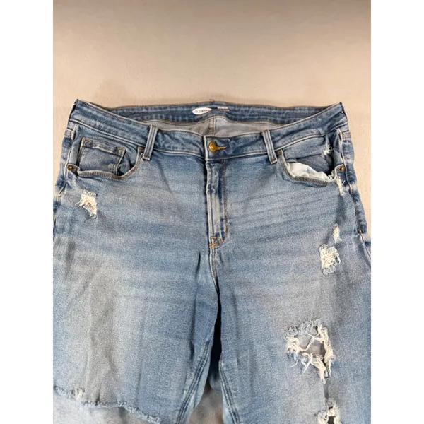 Old Navy Rockstar Super Skinny Mid-Rise Distressed Blue Jeans Womens 16 Ligh - Image 2