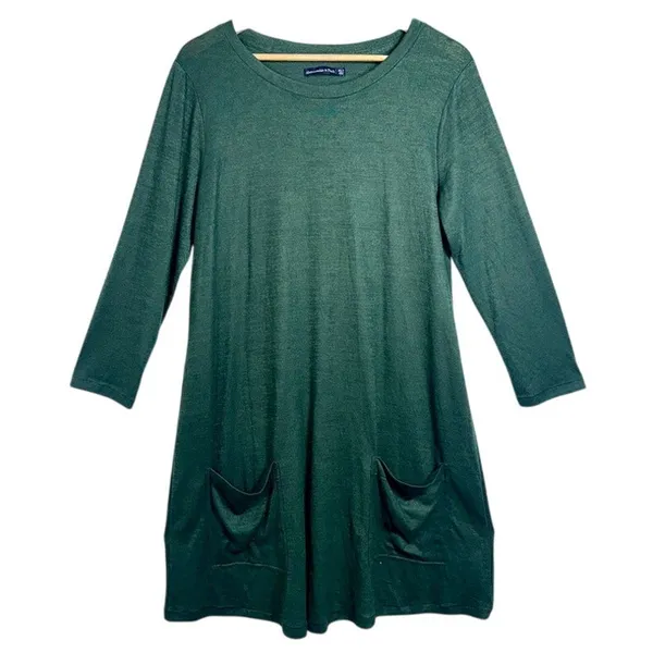 Abercrombie & Fitch Emerald Green Pocket Long Sleeve Sweater Midi Dress Size XL - Image 2