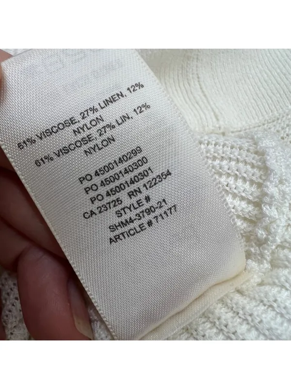 Wilfred Ribbed Knit Button-Up Cropped V-Neck Cardigan Sweater Ivory Size Medium - Image 9
