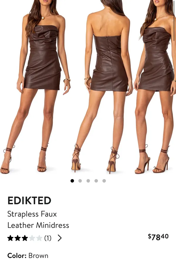 Edikted Strapless Faux Leather Minidress - Image 2