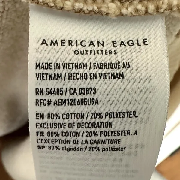American Eagle Smiley Face Graphic Sweatshirt XL Crewneck Tan Y2K Streetwear Alt - Image 4