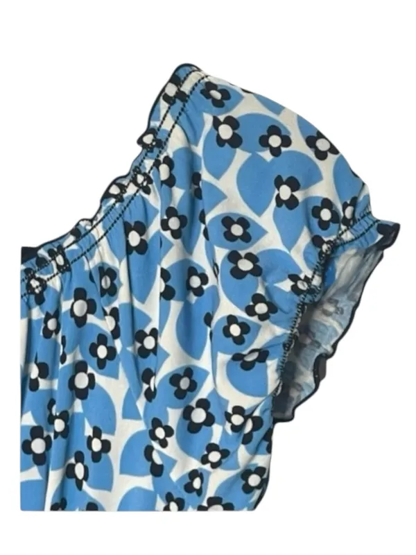 Max Studio ✿ Daisy Print Smocked Ruffled Babydoll Peasant Top ✿ Baby Blue ✿ M - Image 12