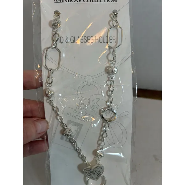 Angel Design ID Badge Holder Necklace Glasses Chain Silver Tone Lanyard 14” NIP - Image 10