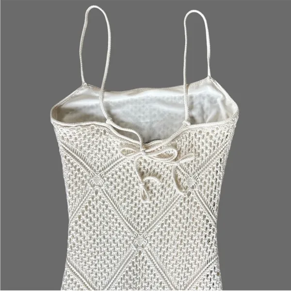 EUC Abercrombie & Fitch Crochet Fringed Dress Cream Size Small - Image 7