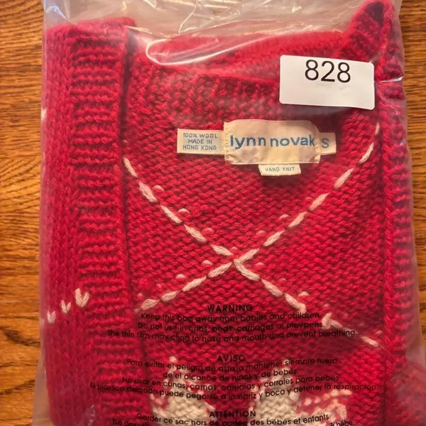 Vintage‎ Lynn Novak Hand Knit Sweater Vest Red & White Women's Size S 100% Wool - Image 6