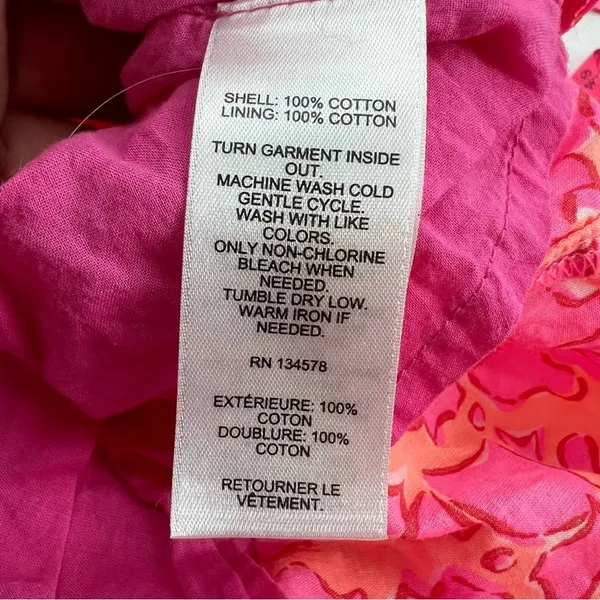 Vineyard vines Neon Tortola smocked midi dress pink orange‎ sz S - Image 9