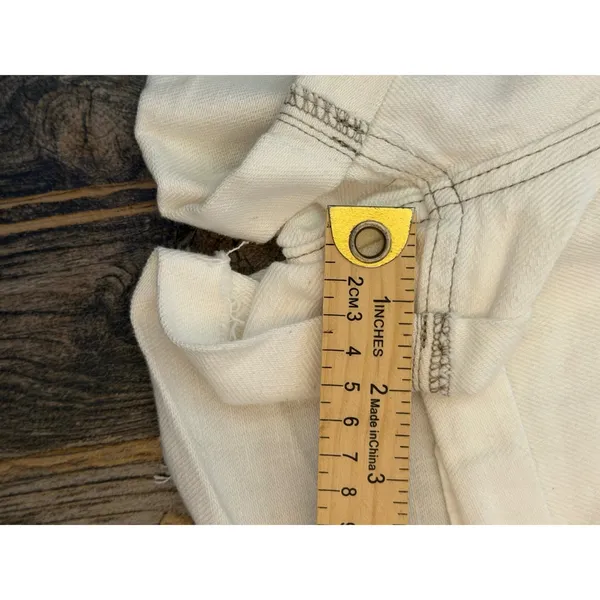 We The Free Free People White Distressed‎ Button Fly Denim Cuffed Shorts Size 31 - Image 7