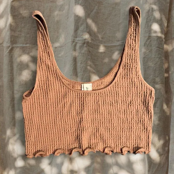 LA Hearts Taupe Ribbed Crop Top - Image 2