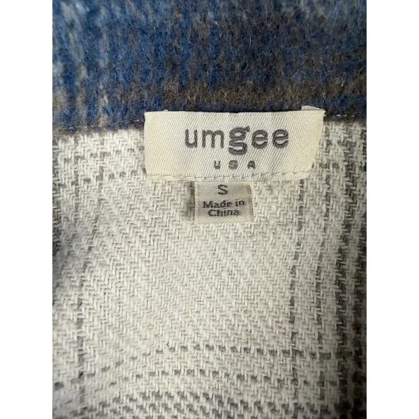 Umgee Shacket Women Small Blue Plaid Button‎ Up Long Sleeve Cropped Jacket - Image 5