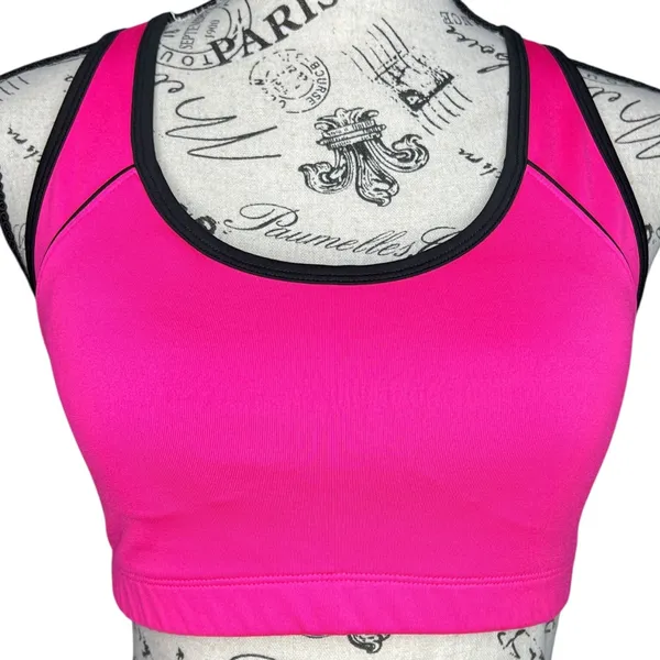 BCG (M) Pink Racerback Sports Bra Mesh Back Tru‑Wick Fabric Black Details - Image 6
