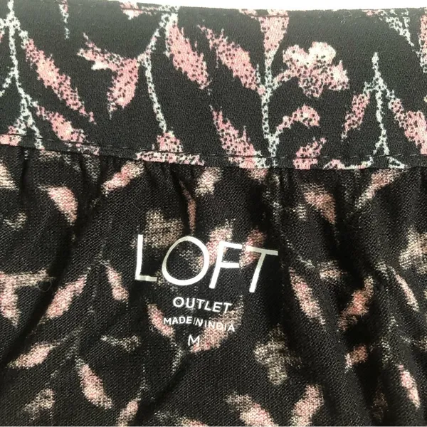 Ann Taylor Loft Floral Square Neck Long Sleeve Lightweight Blouse Top Medium - Image 5