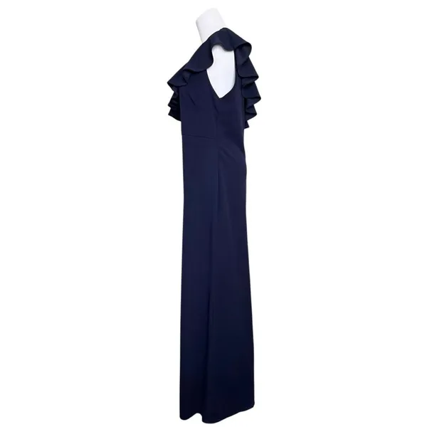 Lulu's Forever Ruffle One Shoulder‎ Trumpet Dress Navy XL Sexy Cruise Date Night - Image 4