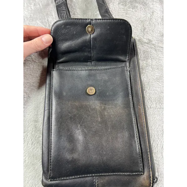 Hobo Vintage Y2K Black Leather Crossbody Bag Soft Slouchy Small Purse - Image 4