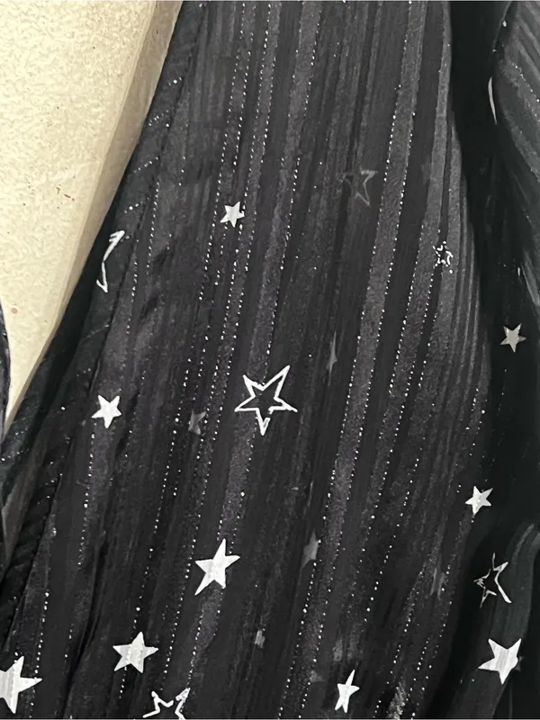 Nasty Gal Black Star Print Sheer Bell Sleeve Bodysuit Size 6 - Image 10