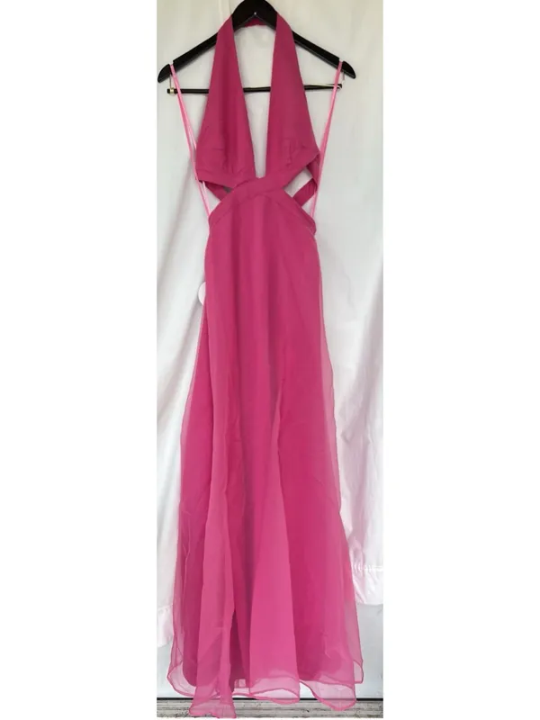 New Staud Steel Halter Maxi Dress Blush Pink Cutout Wedding Guest Party Bridal - Image 5
