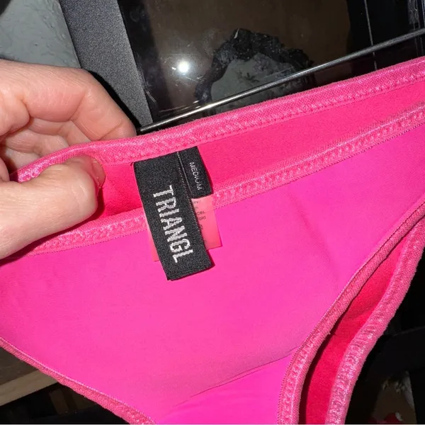 Triangl bikini bottoms neon pink barbie cheeky low rise high leg scuba swimsuit - Image 3