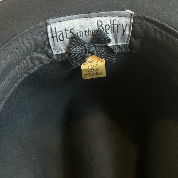 NWT Hats in the Belfry Belfry Bartolo Black Merino Wool Felt Fedora Hat Size XL - Image 7