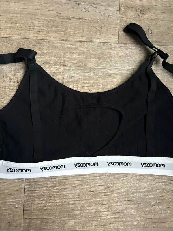 Momcozy Black Ribbed Nursing Bra Sz Large - Image 7