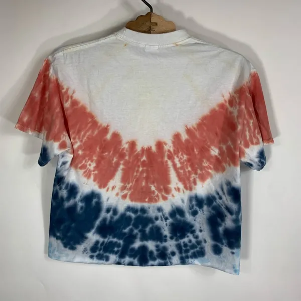 Gildan Mickey Mouse Cropped Tie Dyed RWB T Shirt Medium+ - Image 6