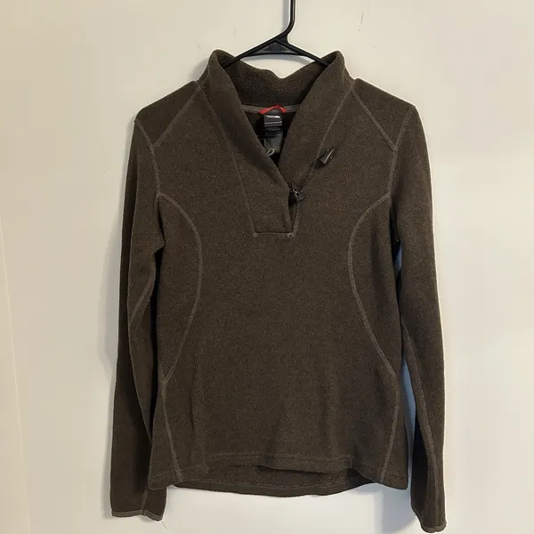 The North Face Women's Brown Sweater Shawl Collar Fleece Toggle Buttons‎ Small - Image 2