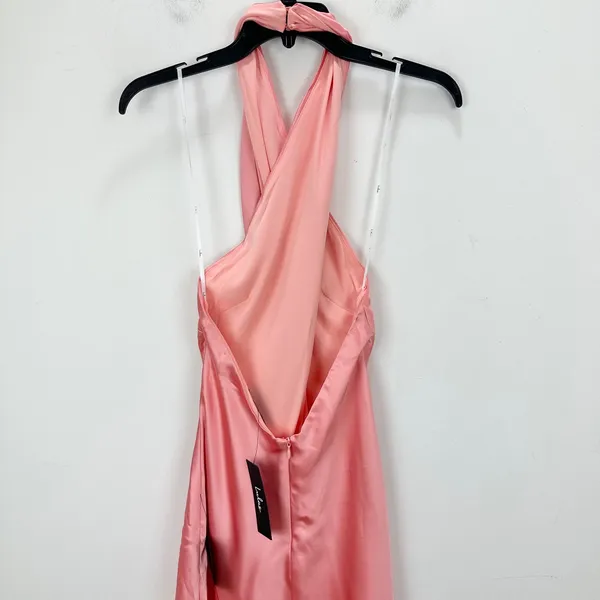 Lulus Satin Mini Halter Dress Pink Sleeveless Party Glam Backless Small NWT - Image 8