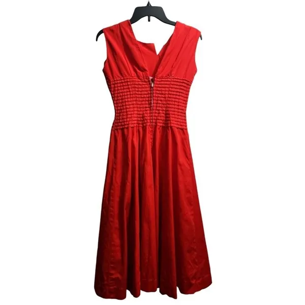 Red Fit and‎ Flare Dress Sleeveless Midi Dress Party Cocktail Dress XS/S - Image 2