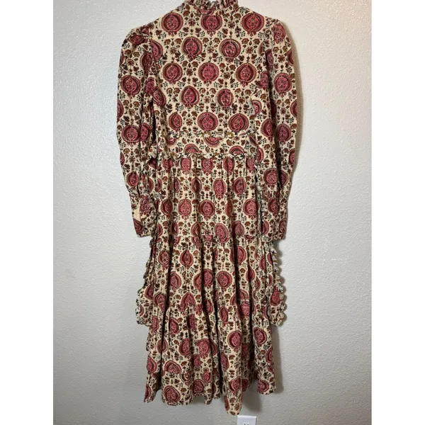 Anna Cate Paisley Floral Ruffle Tie Waist Tiered Dress Size S - Image 2
