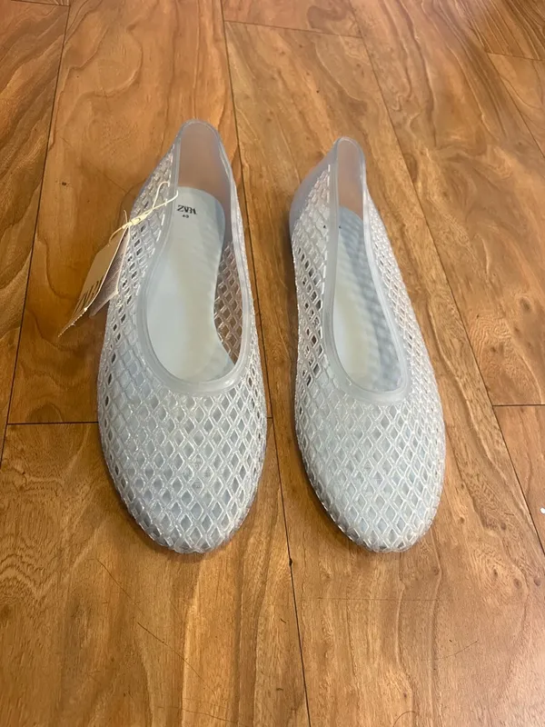 Zara Light blue Mesh Slip-On jelly ballet Flats Sz 9 - Image 3