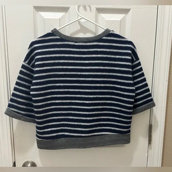 FRAME short sleeve cropped striped sweater size XS - Image 3