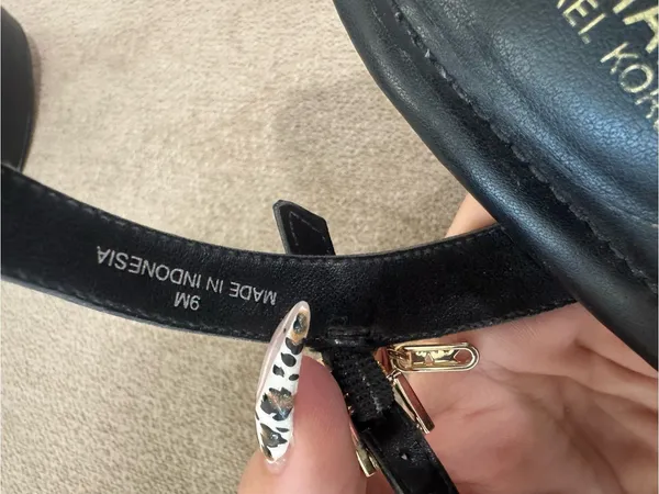 Michael Kors Black Laci Platform Block Heel Sandals with Gold Buckle - Image 9