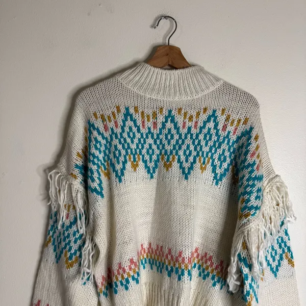 Rock&roll ladies Cozy Knit Sweater with Fringe Details western rodeo size XL - Image 4