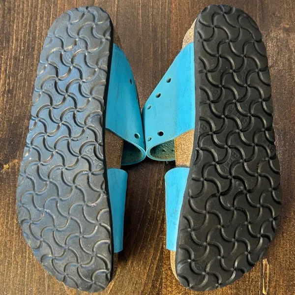 Birkenstock Birki's Salina Sandals 37 L6 M4 Blue Leather Perforated Well Worn - Image 8