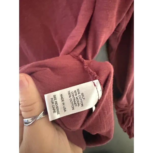 BKE Womens XL Burgundy‎ Slub Knit Grunge Fall Top Tie Cuff Long Sleeve Relaxed - Image 6
