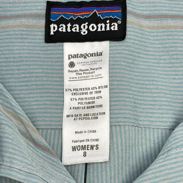 Patagonia Womens La‎ Reina Button Down Shirt Size 8 Striped Hiking Gorp Granola - Image 11