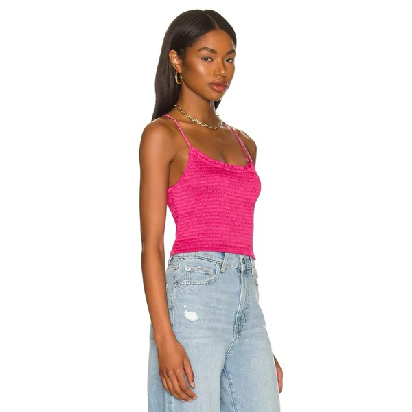 New Free People “‎ Right On Time” Cami Shirt Fuschia Pink Size L - Image 2