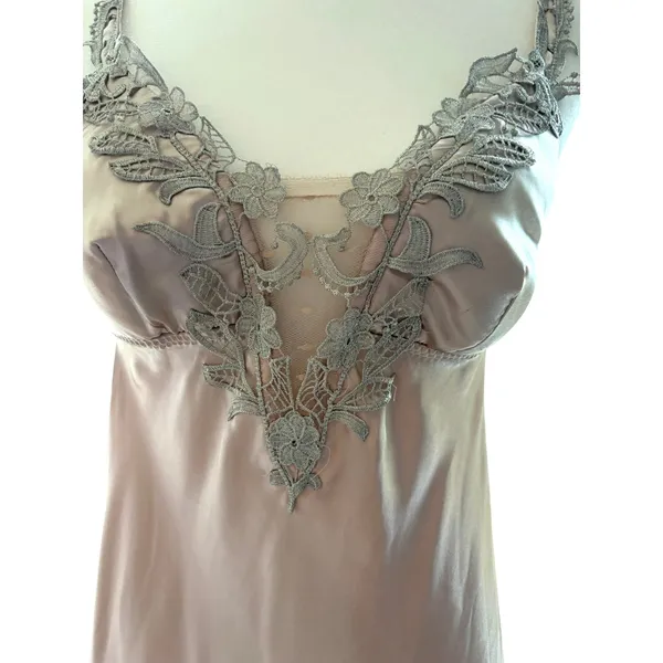 FLORA by Flora Nikrooz Women's Stella gown almond slip dress, size M - Image 3