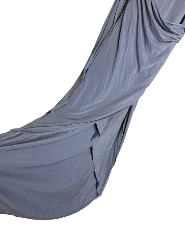 👗 Wilfred Draped Wrap Midi Dress XL Ruched Side Asymmetrical Hem Blue 👗 - Image 3