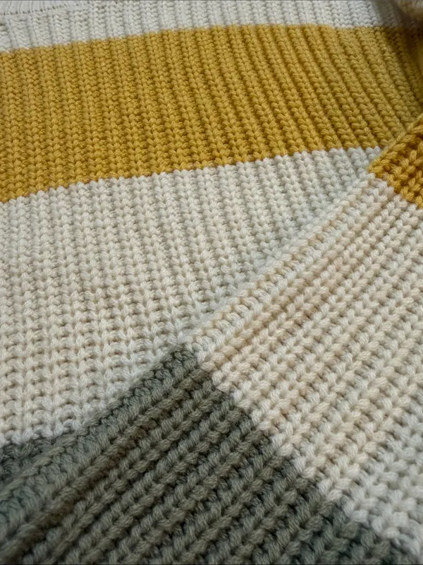 Moon & Madison Cropped Waffle-Knit Crewneck Sweater in Cream Mustard Olive small - Image 3